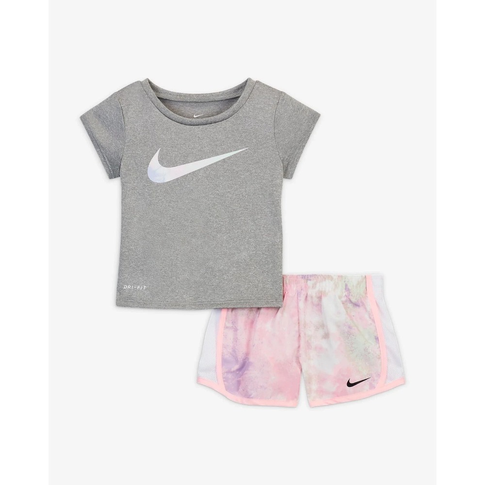 Nike Dri-Fit Little Girl's  2-Piece Graphic Tee & Short Set 2T Arctic Punch